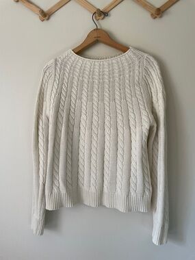 Joe Fresh Cream Cable Knit Crewneck Sweater, size M
